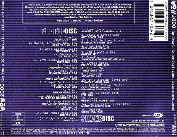 Various - WOW 2000 (Year's 30 Top Christian Artists And Songs) Double CD Import Sealed