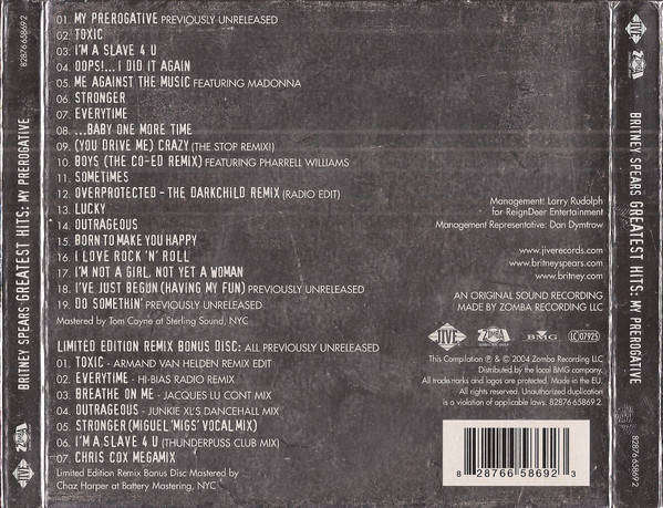 Britney Spears - Greatest Hits: My Prerogative CD & DVD Digipak Import