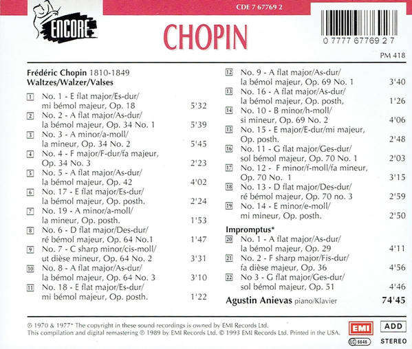 Chopin - Valses Nos 1-19 / Impromptus Nos 1-3 CD Import Sealed