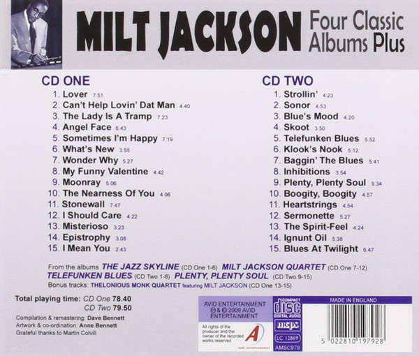 Milt Jackson - Four Classic Album Plus Double CD Import