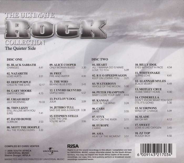 Ultimate Rock Collection: Quieter Side Double CD