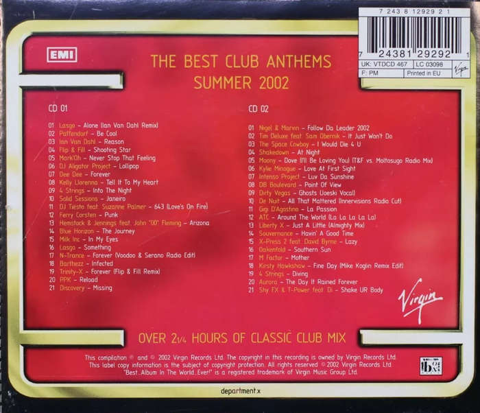Various - Best Club Anthems Summer 2002 Double CD Import