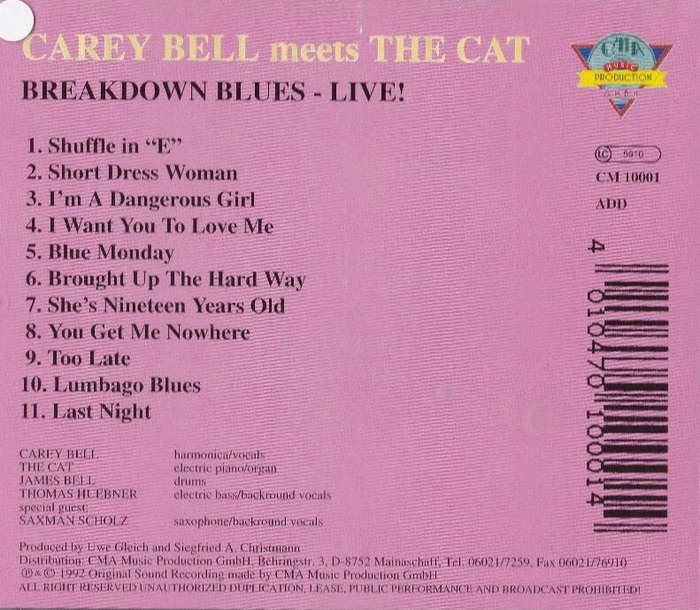 Carey Bell Meets The Cat - Breakdown Blues - Live! CD Import