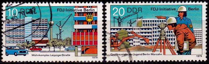 GERMANY DDR 1979, 22 May. MODERN METHOD OF BUILDING, set, UH, CV +/-R 15.00 view scans