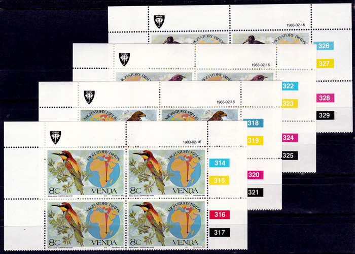 VENDA 1983, 16 Feb. MIGRATORY BIRDS, set controls, MNH, CV R 80.00 view scans