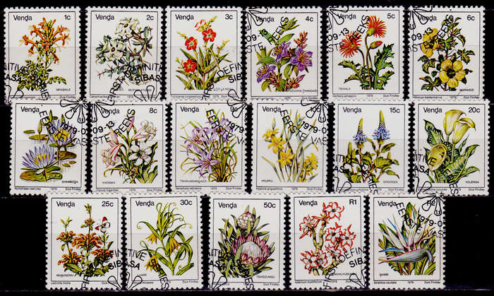 VENDA 1979, 13 Sept. FLOWERS 1st DEFINITIVE ISSUE, set, CTO, CV R ?? view scans