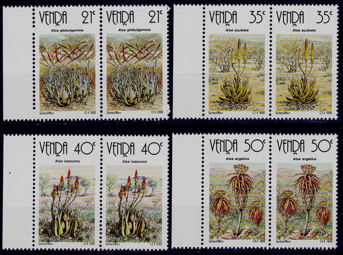 VENDA 1990, 23 Aug. ALOES, set pairs, MNH, CV R 20.00 view scans