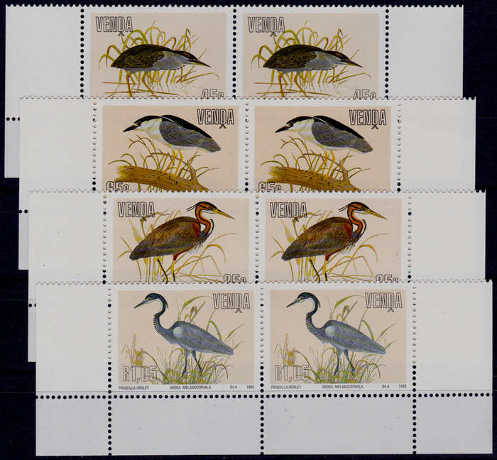VENDA 1993, 16 July. HERONS, set pairs, MNH, CV R 190.00, view scans