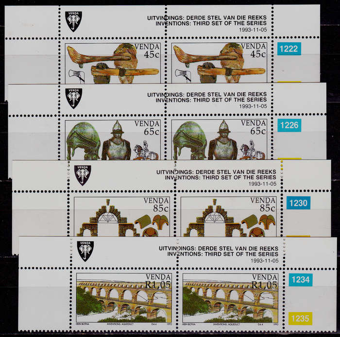 VENDA 1993, 5 Nov, INVENTIONS(3rd series), set pairs, MNH, CV R 60.00, view scans