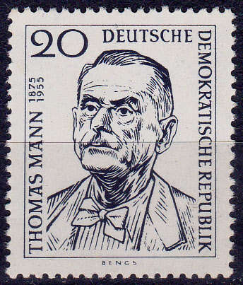 GERMANY DDR 1956, 13 Aug. 1st ANNIV DEATH THOMAS MANN, single, MH, CV+/- R 20.00 view scans