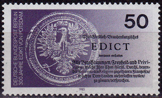 GERMANY BERLIN 1985, 15 Oct. 300th ANNIV POTSDAM, single, MNH, CV +/-R 15.00 view scans