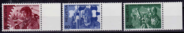 SWITZERLAND ILO 1975, 13 Sept. PEOPLE AT WORK, set, MNH, CV +/-R 30.00 view scans