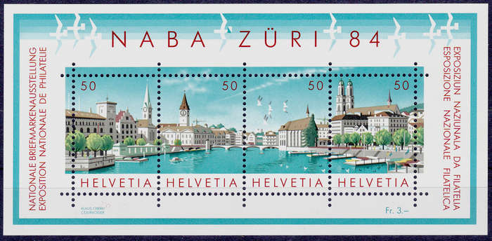 SWITZERLAND 1984, 24 May. NABA ZURI 84 ZURICH, minisheet, MNH, CV +/-R 70.00 view scans