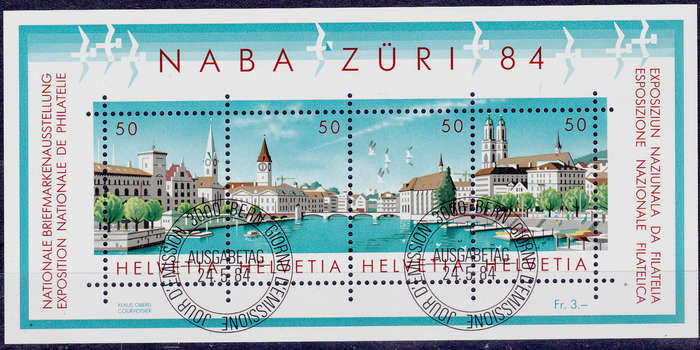 SWITZERLAND 1984, 24 May. NABA ZURI 84 ZURICH, minisheet, CTO, CV +/-R ?? view scans