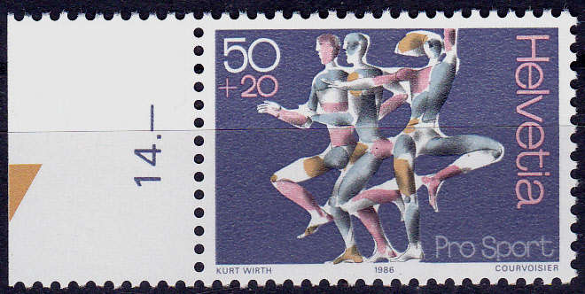 SWITZERLAND 1986, 11 Feb. SURTAX NATIONAL SPORT FED, single, MNH, CV +/-R 15.00 view scans