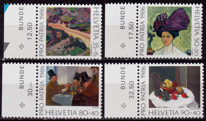 SWITZERLAND 1986, 27 May. PRO PATRIA PAINTINGS, set, MNH, CV +/-R 75.00 view scans