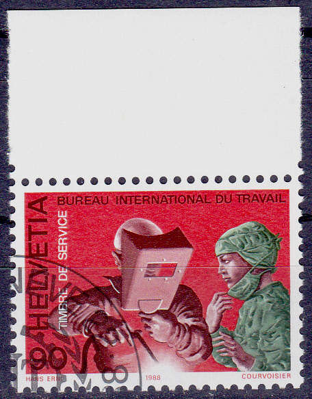 SWITZERLAND ILO 1988, 13 Sept. PEOPLE AT WORK, single, CTO, CV +/-R ?? view scans