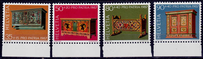 SWITZERLAND 1987, 26 May. PRO PATRIA ANTIQUE FURNITURE, set, MNH, CV +/-R 80.00 view scans
