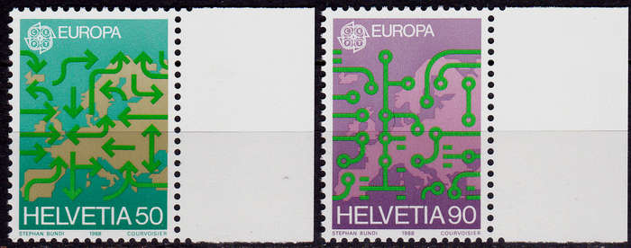 SWITZERLAND 1988, 24 May. EUROPA STAMPS, set, MNH, CV +/-R 40.00 view scans