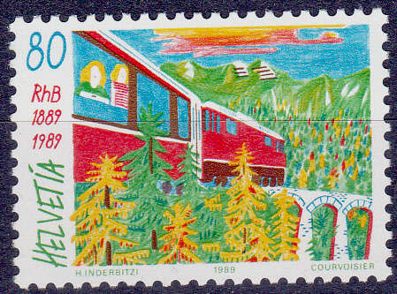 SWITZERLAND 1989, 7 March. 100th ANNIV RHAETIAN RAILWAY, single, MNH, CV +/-R 20.00 view scans