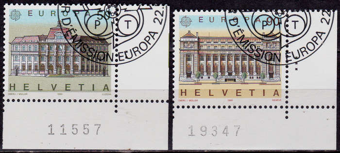SWITZERLAND 1990, 22 May. EUROPA STAMPS POST OFFICES, set, CTO, CV +/-R ?? view scans