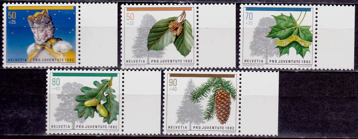 SWITZERLAND 1992, 24 Nov. PRO JUVENTUTE TREES, set, MNH, CV +/-R 90.00 view scans