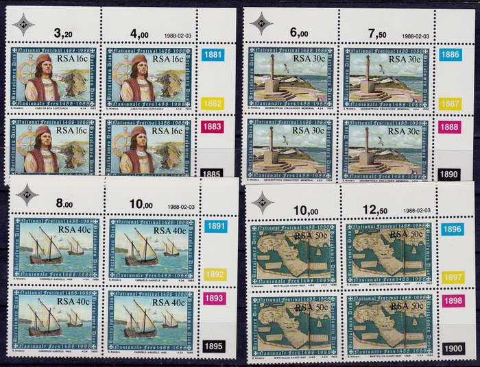 RSA 1988, 3 Feb. 500th ANNIV DISCOVERY of the CAPE, set controls, MNH, CV R 40.00 view scans