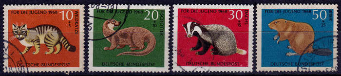 GERMANY 1968, 2 Feb. YOUTH HOSTEL ENDANGERED ANIMALS, set, UH, CV+/- R 90.00 view scans