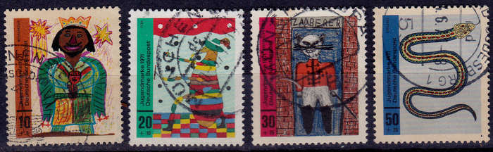 GERMANY 1971, 5 Feb. YOUTH HOSTEL CHILDRENS DRAWINGS, set, UH, CV+/- R 40.00 view scans