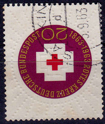 GERMANY 1963, 24 May. 100th ANNIV INTL RED CROSS, single, UH, CV +/-R 5.00 view scans