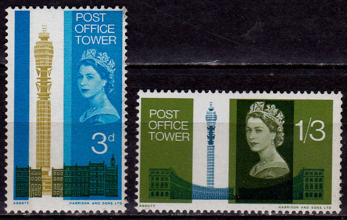 ENGLAND 1965, 8 Oct. Opening PO Tower, London, set, MNH, CV +/-R 10.00 view scans