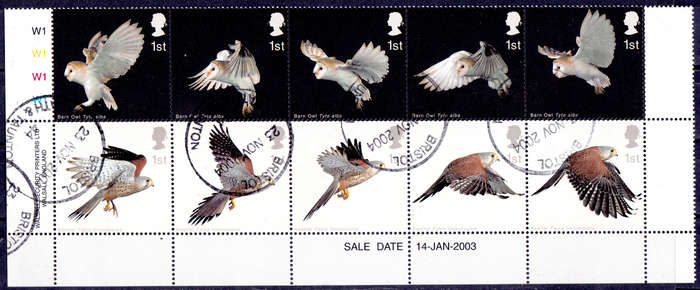 ENGLAND 2003, 14 Jan. BIRDS BARN OWL COMMON KESTREL, set, UH, CV+/- R 430.00 view scans