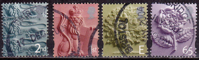 ENGLAND REGIONAL DEF 2001, 23 April. COUNTRY DEFINITIVES, set, UH, CV+/- R 85.00 view scans