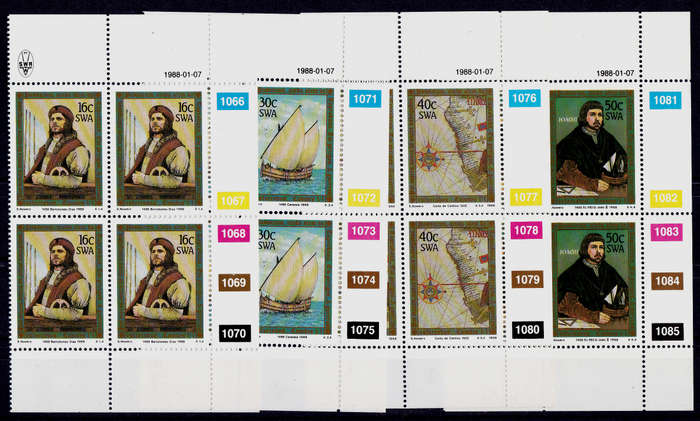 SWA 1988, 7 Jan. 500th ANNIV DISCOVERY of CAPE, set controls, MNH, CV R 76.00 view scans