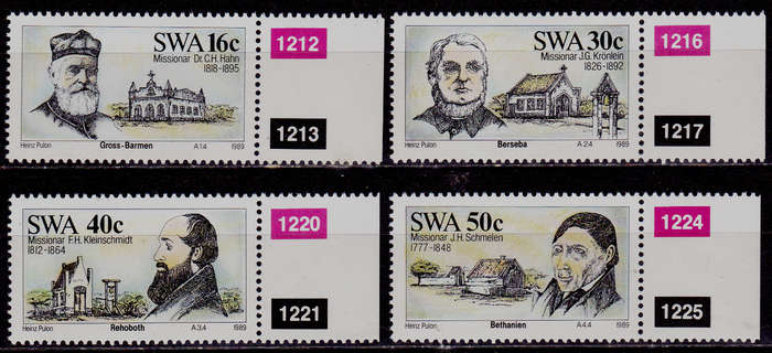 SWA 1989, 16 Feb. GERMAN MISSIONARIES, set, MNH, CV R 10.00 view scans