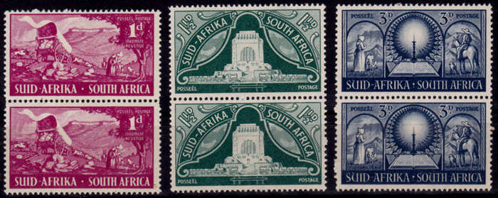 UNION OF SA 1949, 1 Dec. INAUG VOORTREKKER MONUMENT, set pairs, MNH, CV R 15.00 view scans