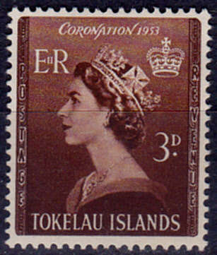 TOKELAU ISLANDS 1953, 25 May. CORONATION of QEII, single, MH, CV R 80.00 view scans