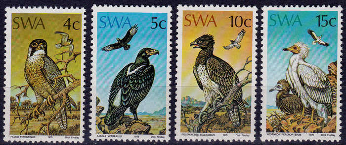 SWA 1975, 19 March. PROTECTED BIRDS of PREY, set, MNH, CV R 180.00 view scans