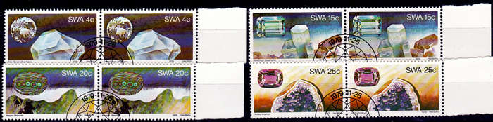 SWA 1979, 26 Nov. SEMI-PRECIOUS STONES, set pairs, CTO, CV R ?? view scans