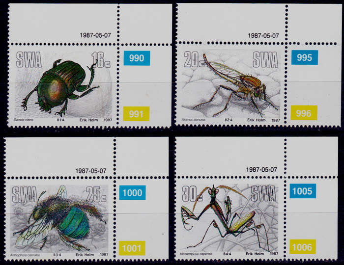 SWA 1987, 7 May. USEFUL INSECTS, set, MNH, CV R 10.00 view scans