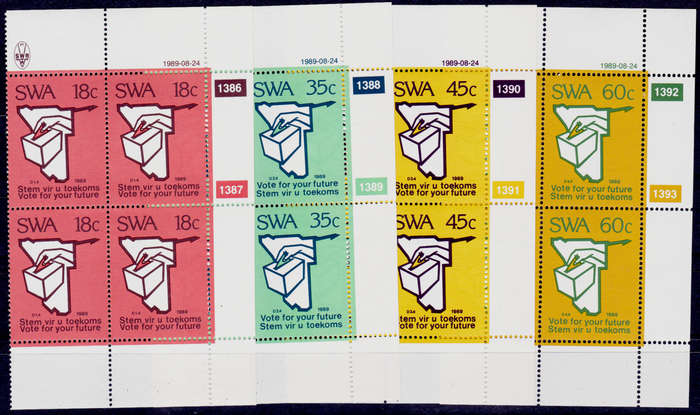 SWA 1989, 24 Aug. UN RESOLUTION 435 CONSTITUTIONAL ELECTION, controls, MNH, CV R 40.00 view scans