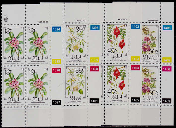 SWA 1990, 1 Feb. FLORA of SWA, set controls, MNH, CV R 42.00 view scans