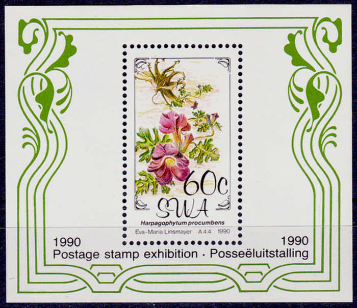 SWA 1990, 1 Feb. FLORA of SWA, minisheet, MNH, CV R 18.00 view scans
