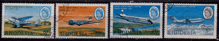 RHODESIA 1966, 1 June. 20th ANNIV CENTRAL AFRICAN AIRWAYS, set, UH, CV R 145.00, view scans