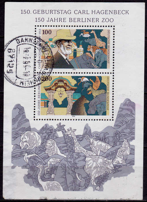 GERMANY 1994, 5 May. 150th ANNIV BIRTH C HAGENBECK, m/sheet, UH, CV+/- R 40.00 view scans