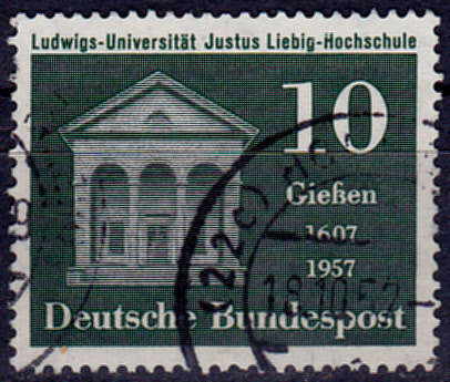 GERMANY 1957, 3 July. 350th ANNIV UNIV IN GIESSEN, single, UH CV +/-R 10.00 view scans