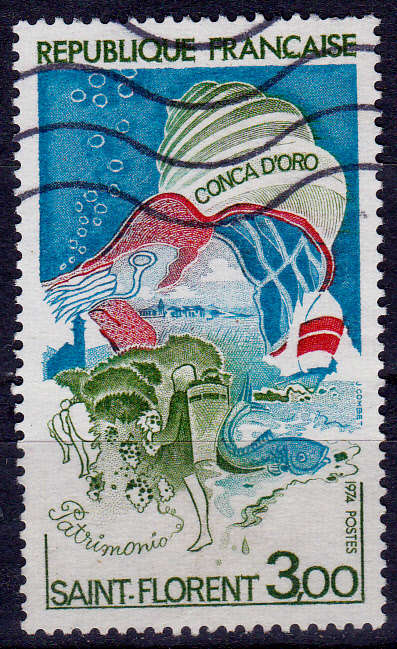 FRANCE 1974, 11 May. CORNUCOPIA of St FLORENT, single, UH, CV +/-R 10.00 view scans