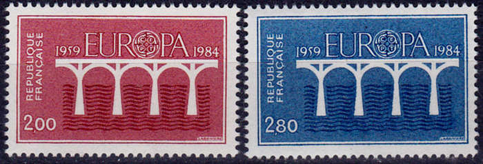 FRANCE 1984, 28 April. EUROPA STAMPS BRIDGES, set, MNH, CV +/-R 65.00 view scans