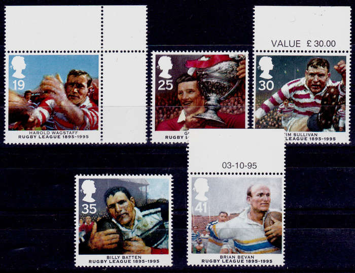 ENGLAND 1995, 3 Oct. 100th ANNIV OF RUGBY LEAGUE, set, MNH, CV +/-R 60.00 view scans