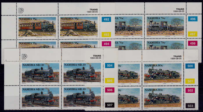 NAMIBIA 1994, 5 August. STEAM LOCOMOTIVES, set controls, MNH, CV R 102.00 view scans